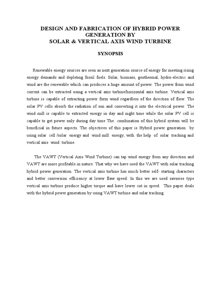 Hybrid Power Generation System Design | PDF | Technology & Engineering
