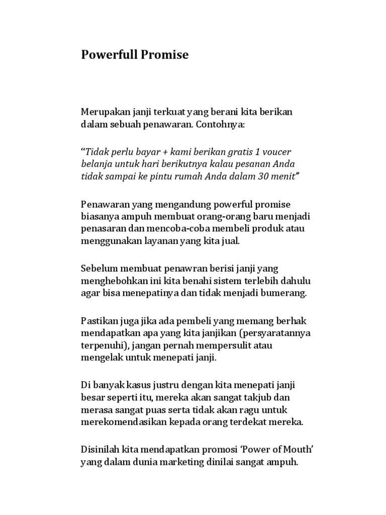 Janji Terkuat dalam Penawaran Produk | PDF