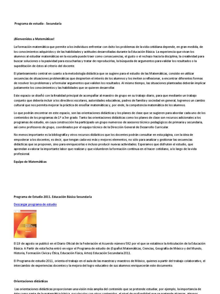 Programa De Estudio Matematicas Mepco