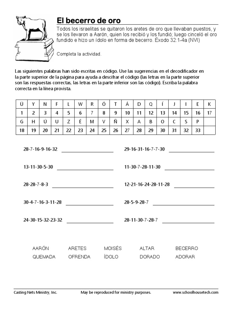 Actividad Becerro De Oro 5to Pdf