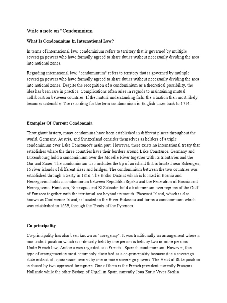 International Law of Condominium States | PDF | Cultural Globalization ...