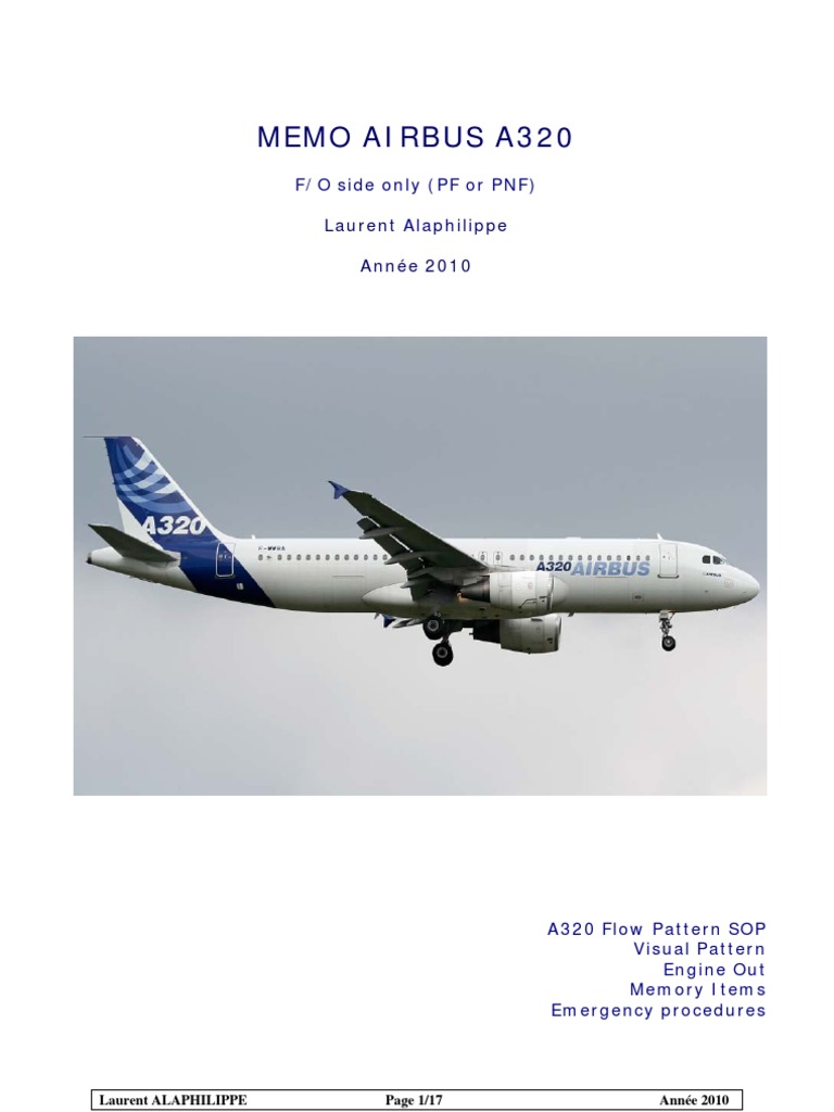 Memo Airbus A320: F/O Side Only (PF or PNF) Alaphilip | PDF | Cockpit ...