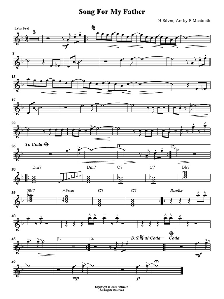 Song For My Father Alto Pdf Intellectual Property Law Copyright Law