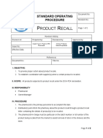Standard Operating Procedure Product Recall
