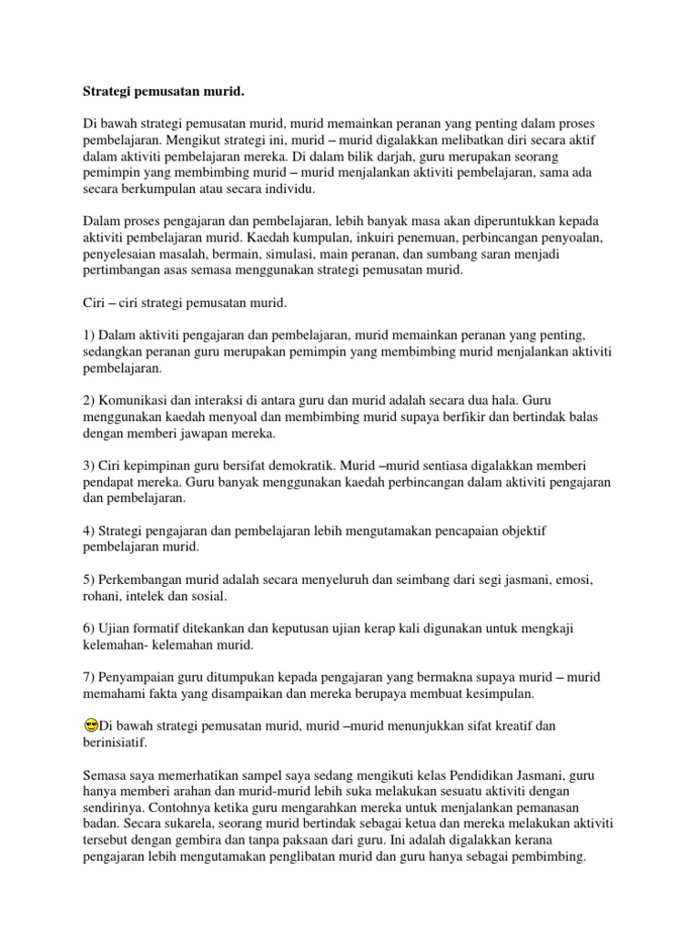 Strategi Pemusatan Murid Pdf