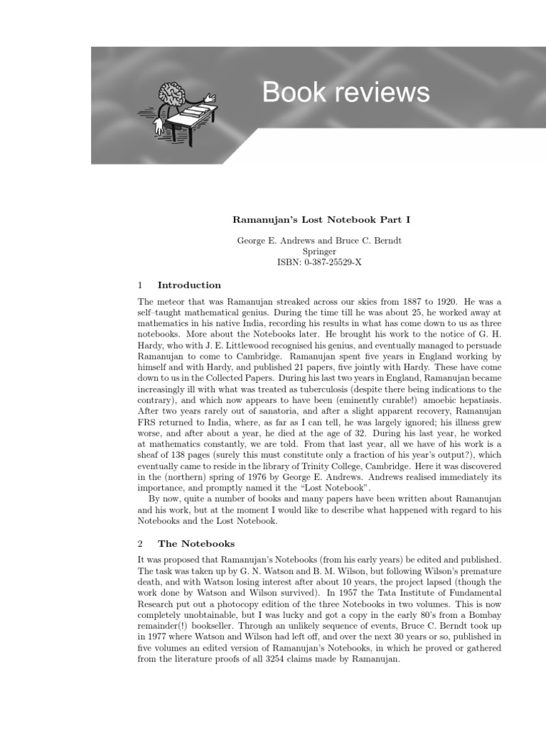 Ramanujan's Lost Notebook: Part I | PDF | Teaching Mathematics