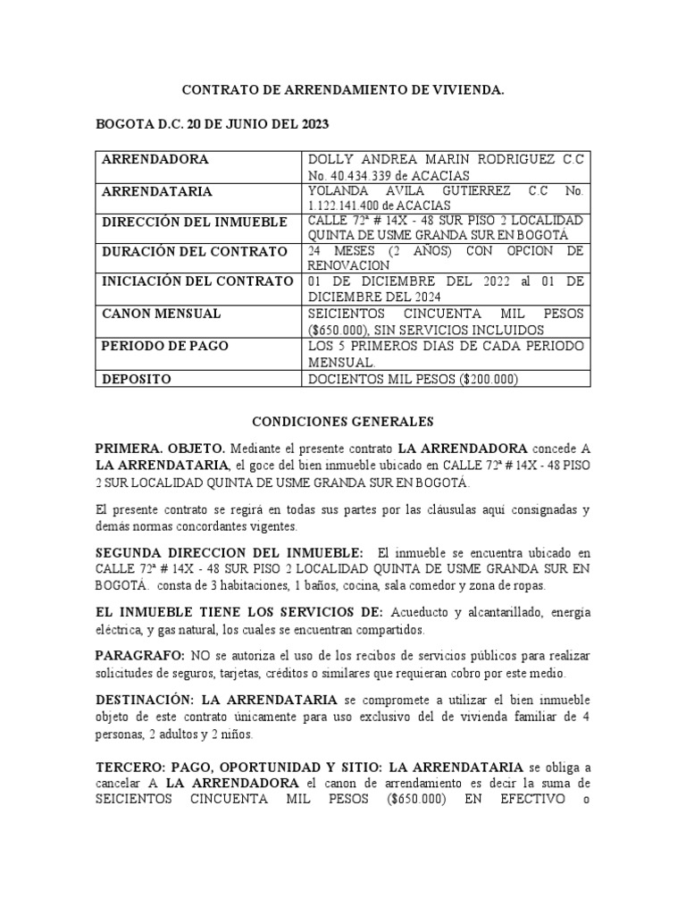 Contrato de Arriendo de Apartamento | PDF | Ley común | Justicia