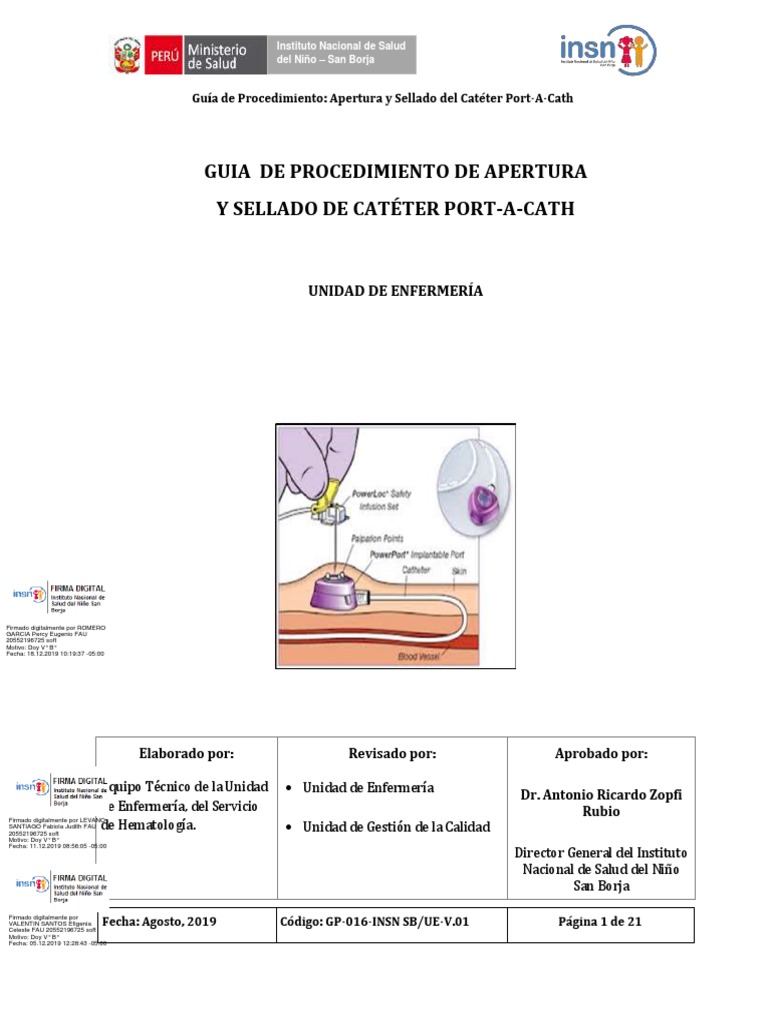 Guía Port-A-Cath: Apertura y Sellado | PDF | Terapia intravenosa ...