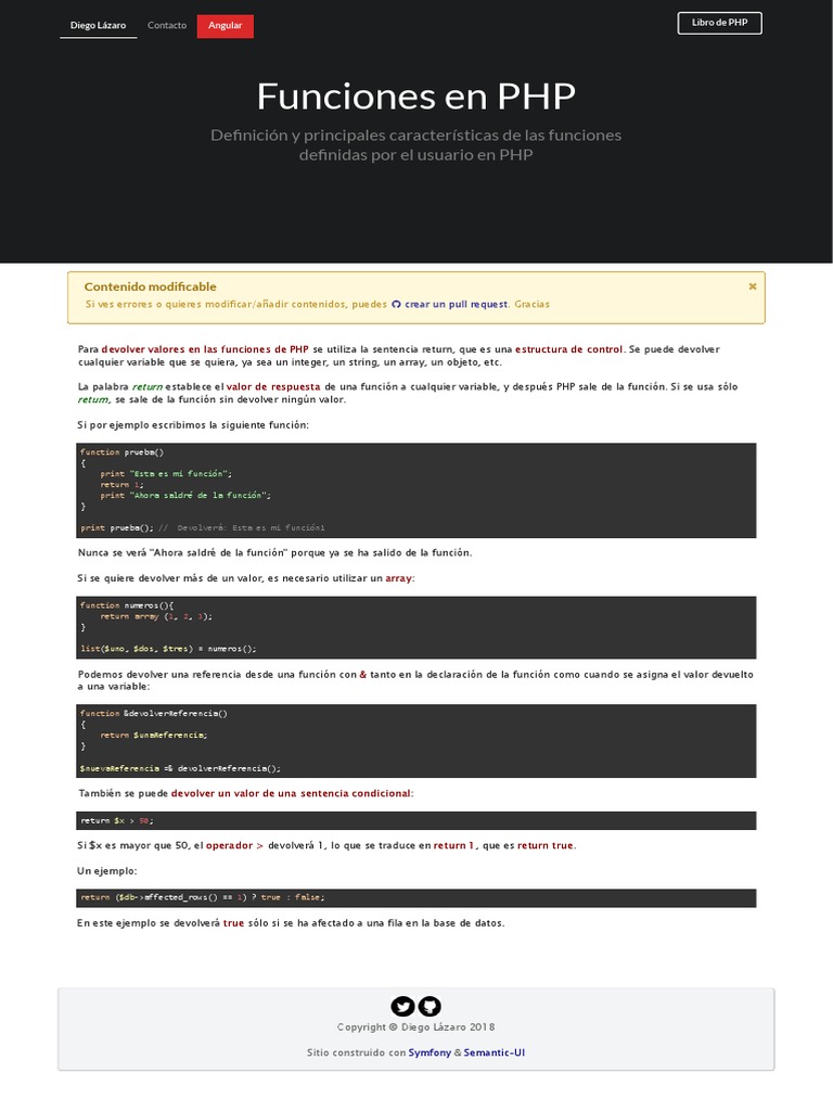 1 Funciones en PHP | PDF