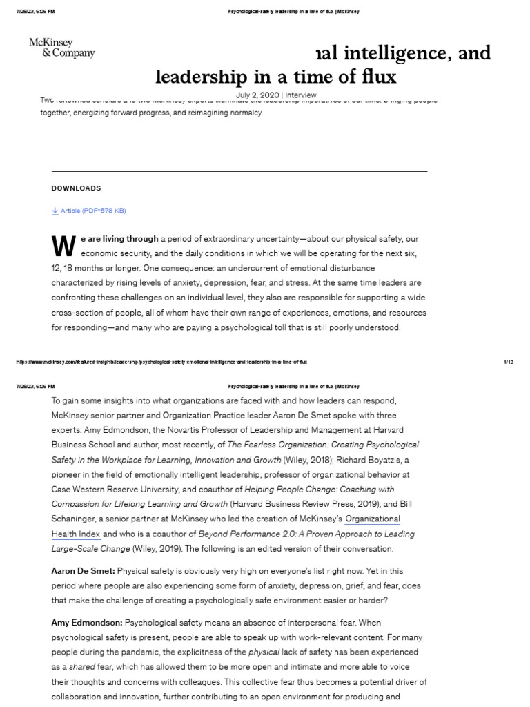 Psychological Safety in Leadership | PDF | Leadership | Psychology