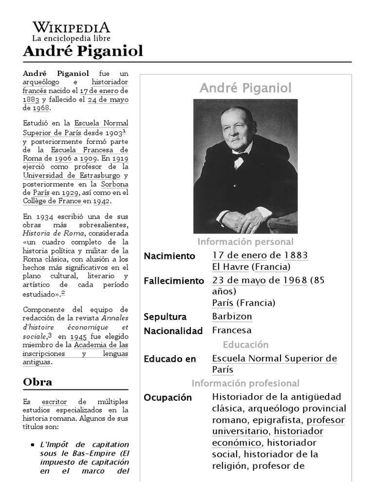 André Piganiol Wikipedia, La Enciclopedia Libre PDF