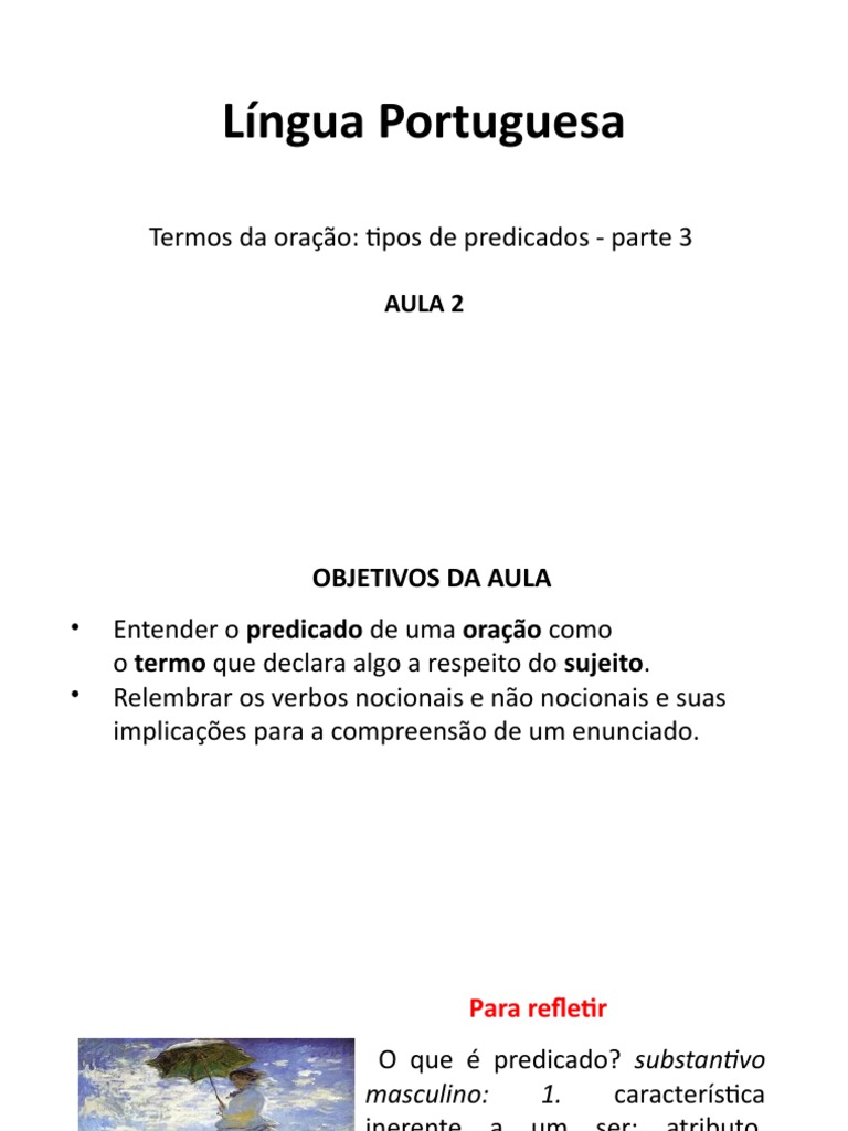 Língua - Portuguesa - Tipos de Predicados 1 | PDF | Predicado ...