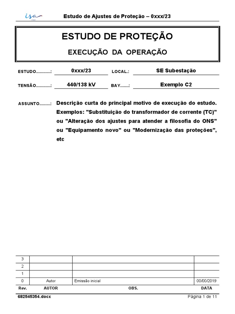 SIGLA E23 0xxx Modelo Estudo De Protecao De Transformador RB PDF