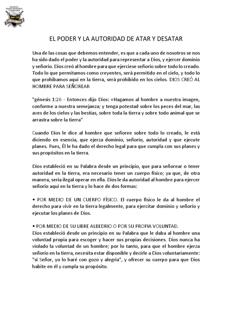 Poder de Atar y Desatar en la Fe | PDF | Intercesión | Dios