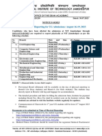 NOTICE S-16 - 2023 Date For Physical Reporting For UG Admissions August 16-19, 2023