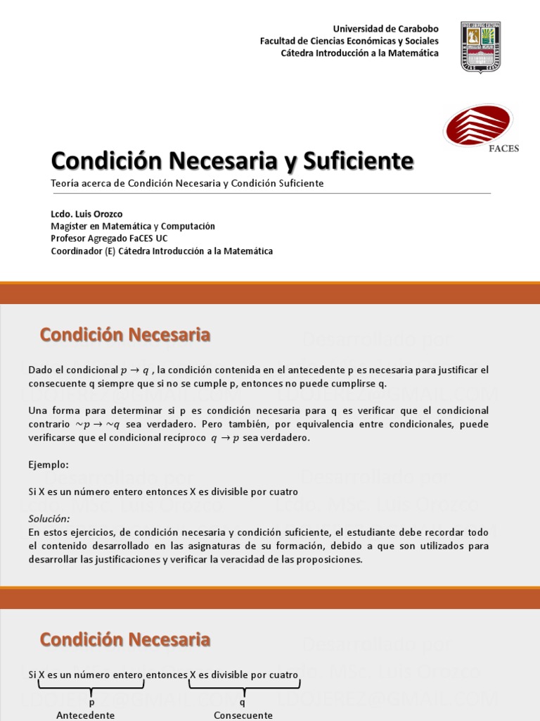 Condición Necesaria y Suficiente (Teoría) PDF