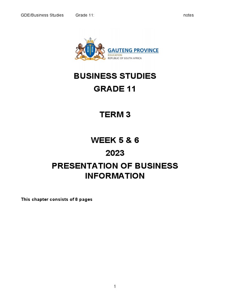 presentation of business information pdf