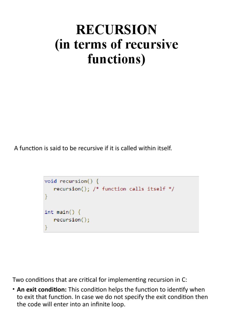 Recursion in C | PDF