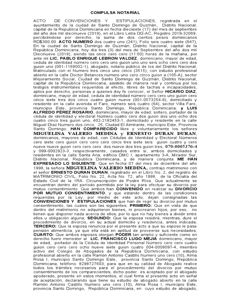 1 - Compulsa de Convenciones y Estipulaciones Miguelina | PDF