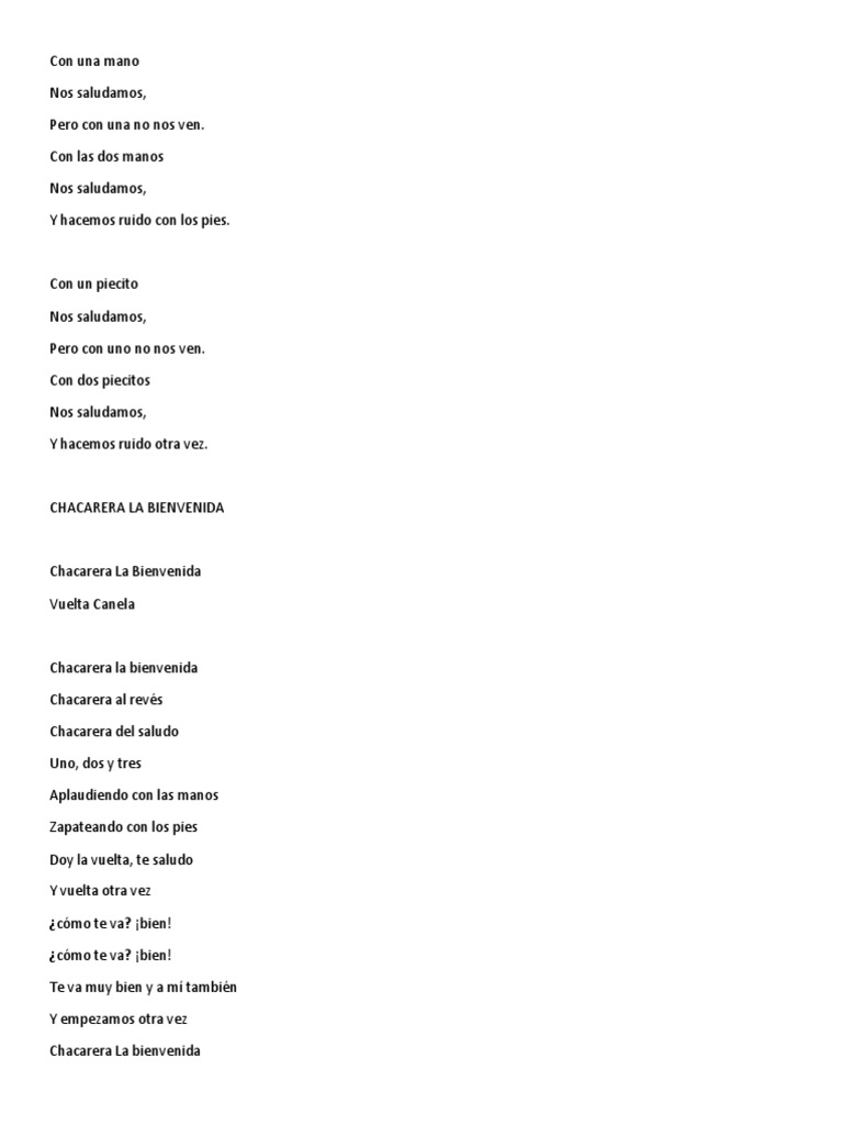 Canciones de saludo pdf