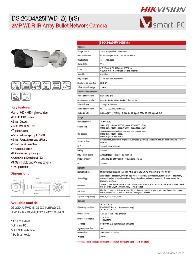 hikvision_ds2cd4a25fwdizhs_datasheet PDF