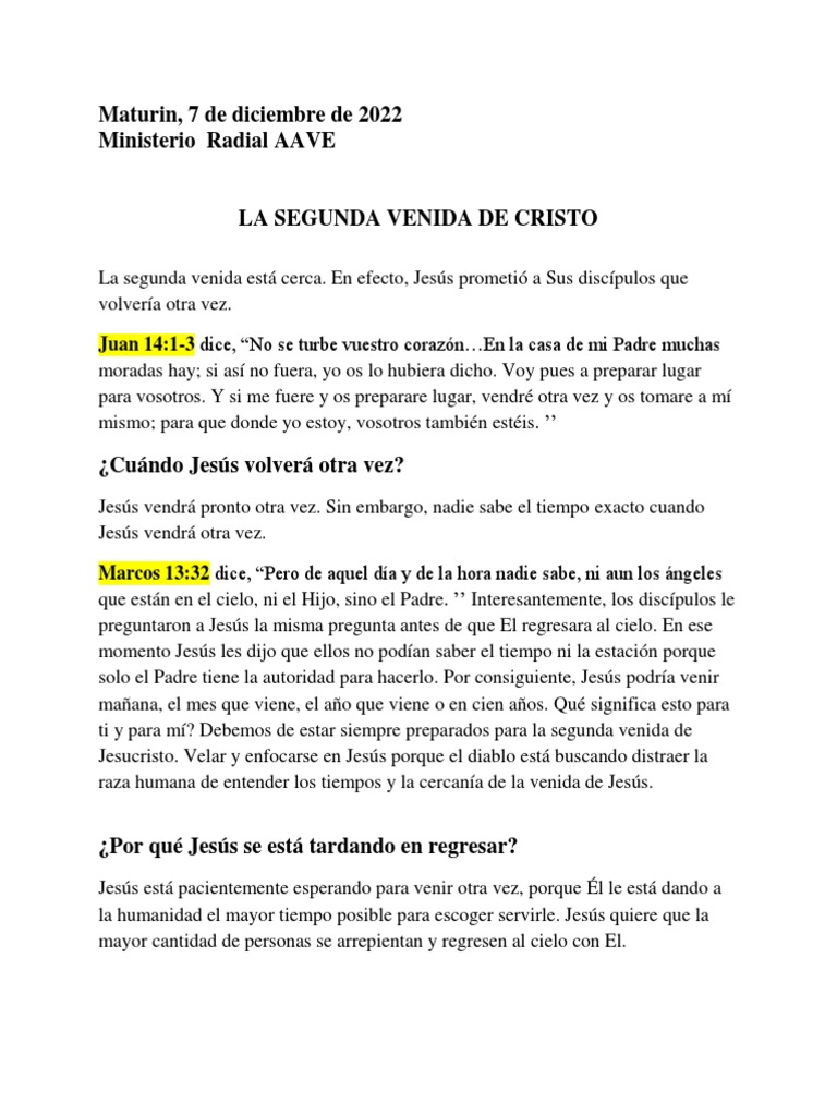 Señales de la Segunda Venida de Cristo | PDF | Jesús | Cristo (título)