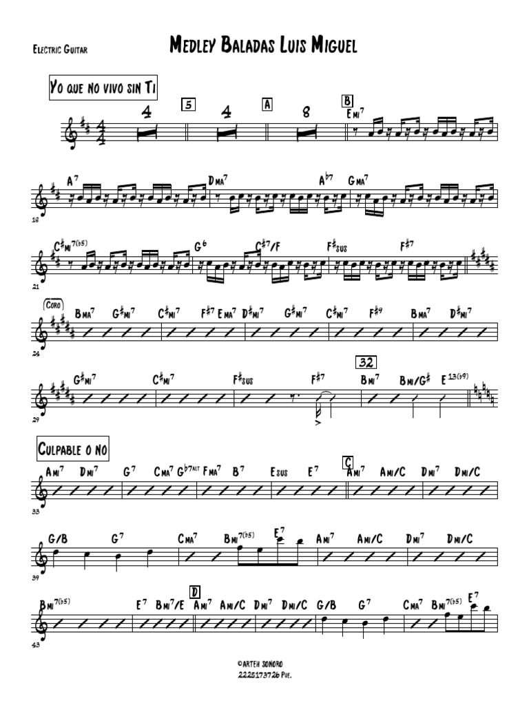 Medley Baladas Luis Miguel Full Electric Guitar Pdf