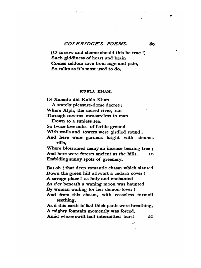 S. T. Coleridge, 'Kubla Khan' PDF