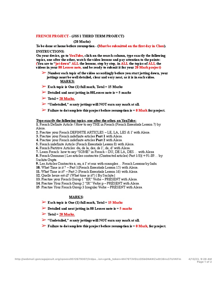 FRENCH PROJECT JSS 1.docx PDF