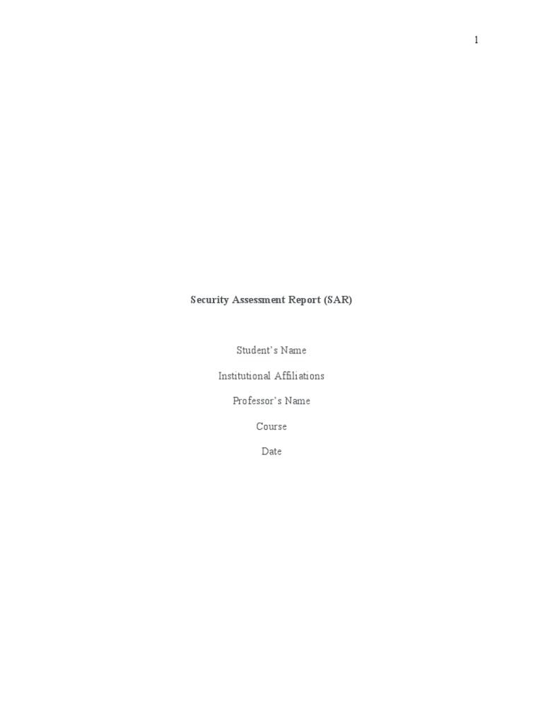 Security Assessment Report Sar Example