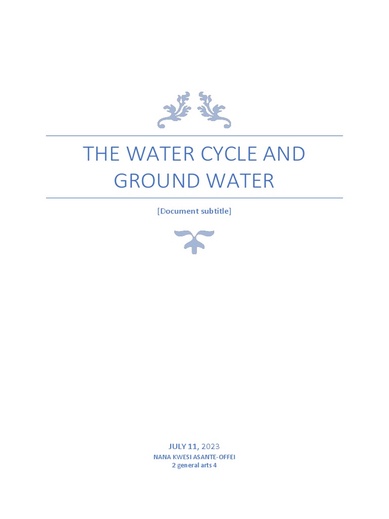The Water Cycle and Groundwater | PDF | Sinkhole | Water Cycle