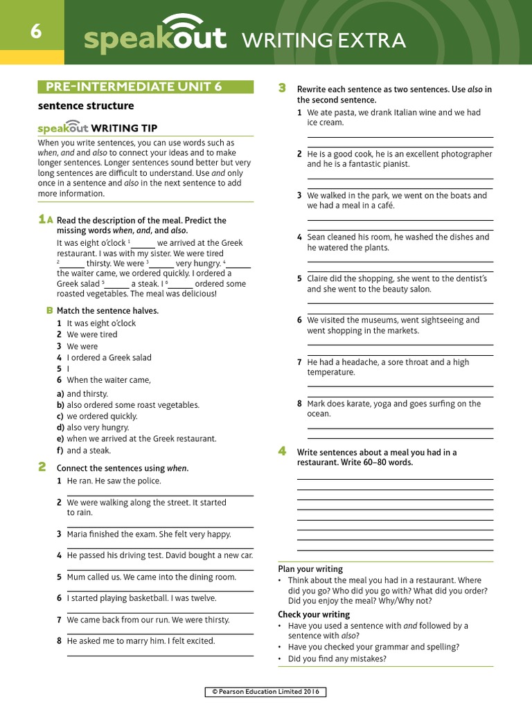 Speakout Writing Extra Pre-Intermediate Unit 06 | PDF | Restaurants ...