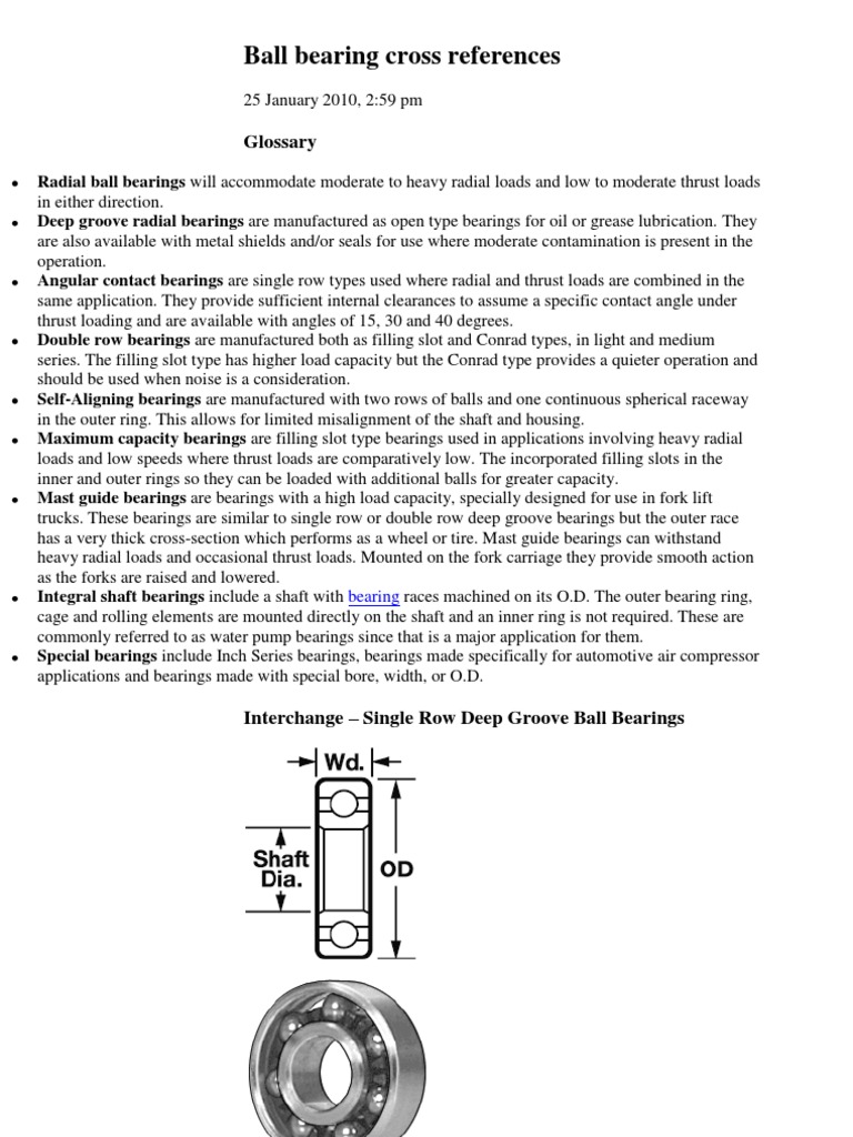 Ball Bearing Cross References PDF Industries Mechanical Engineering