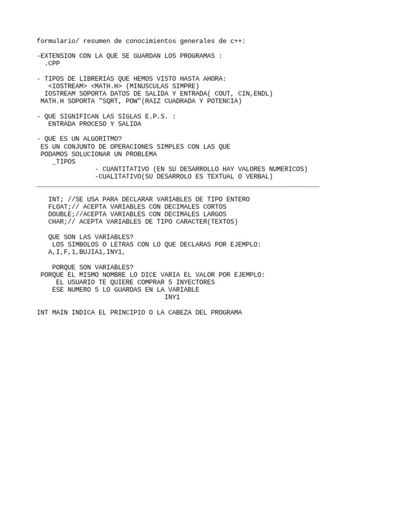 Conocimientos Básicos de C++ | PDF