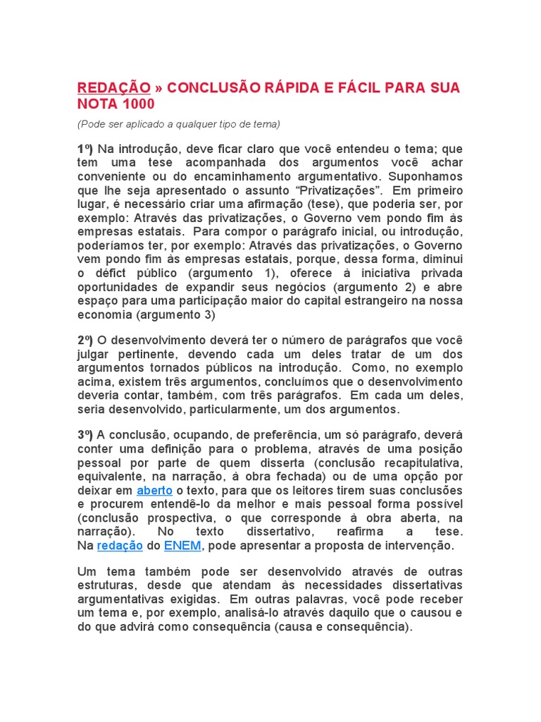 Conclusão E Proposta De Intervenção ENEM | PDF | Finanças e ...