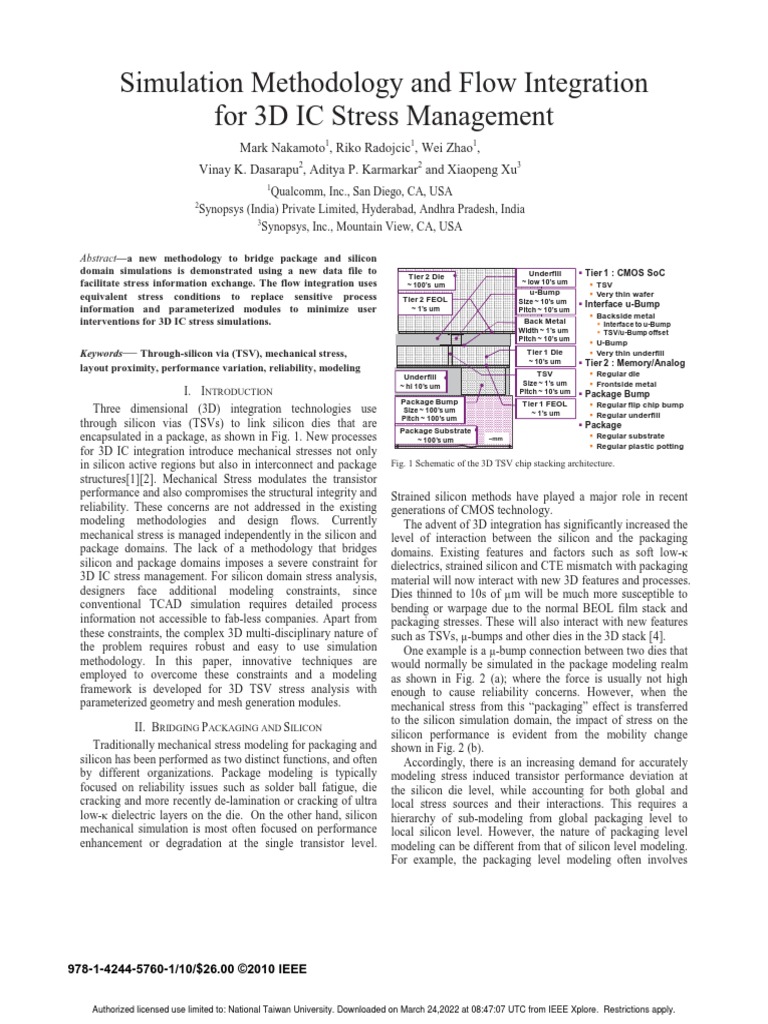 Simulation Methodology and Flow Integration For 3D IC Stress Management ...