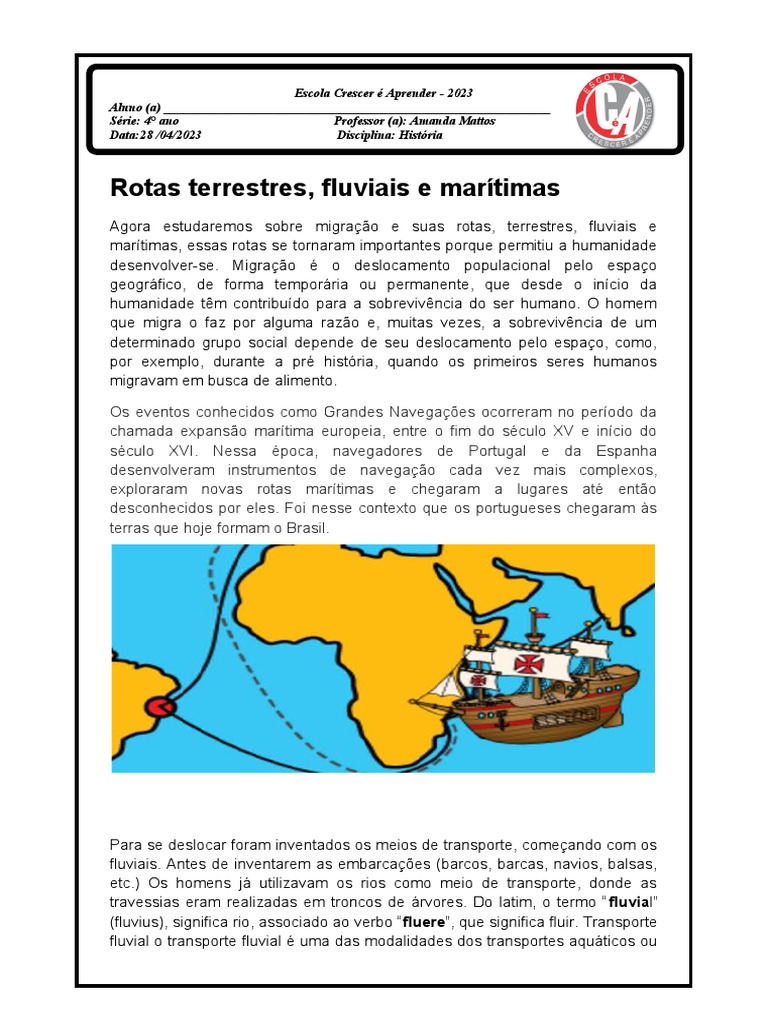 Rotas Terrestres, Fluviais e Marítimas | PDF | Ciências Sociais
