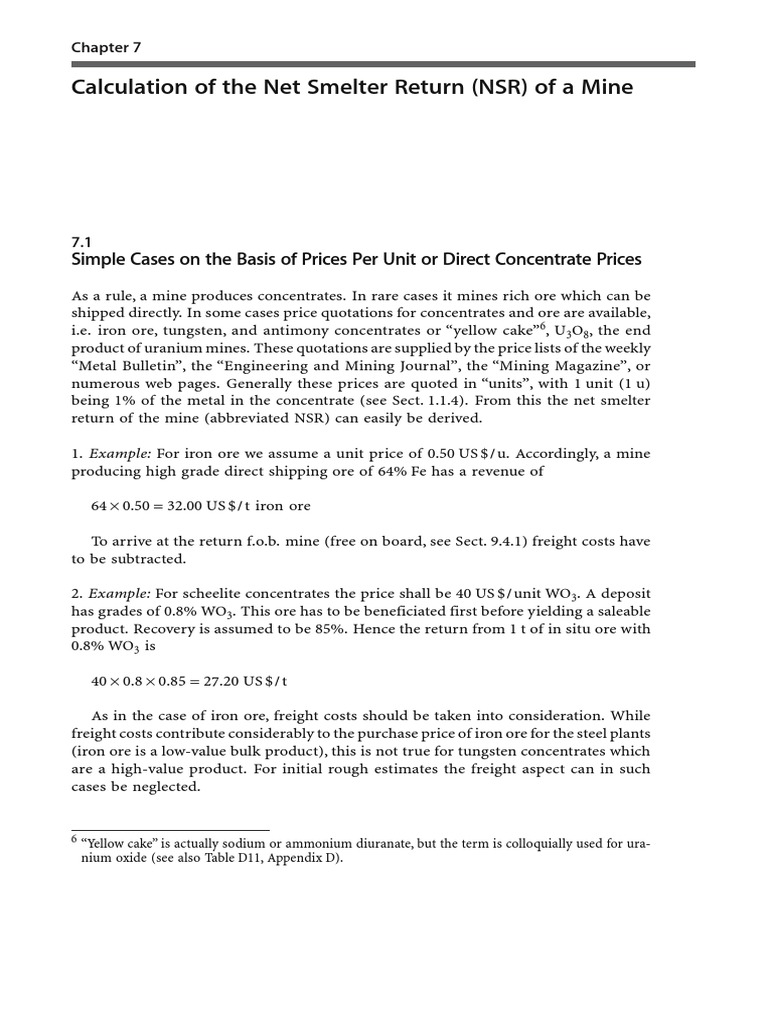 NSR Calculation in Mining Explained | PDF | Ore | Iron Ore