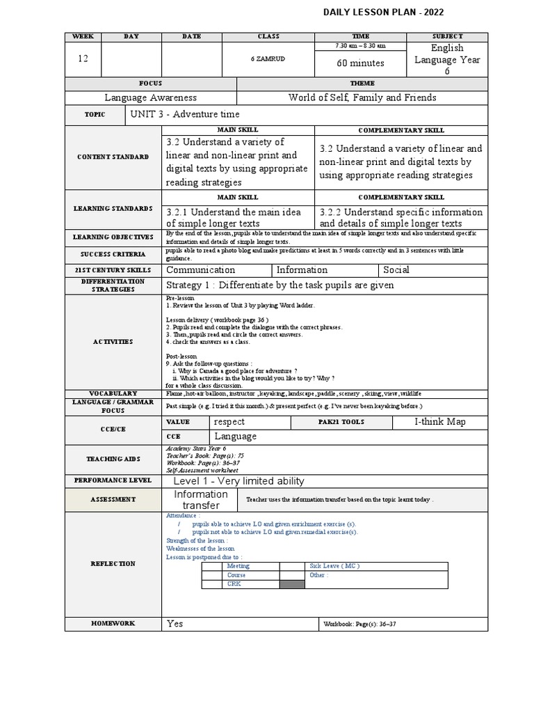 WEEK 12 at Revision Week - UNIT 3 - ADVENTURE TIME | PDF