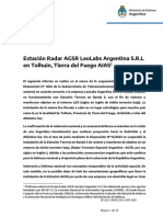 Estación Radar AGSR LeoLabs Argentina S.R.L en Tolhuin, Tierra Del Fuego AIAS