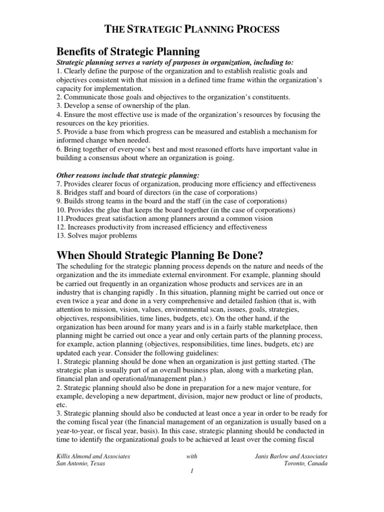 Benefits of Strategic Planning Explained | PDF | Strategic Planning ...