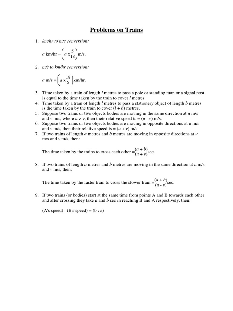 Problems on trains pdf science mathematics