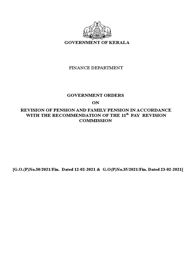 Kerala 11th Pension Revision Order 2021 | PDF