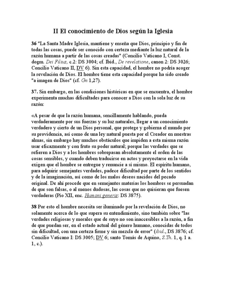 II El Conocimiento de Dios Según La Iglesia | PDF