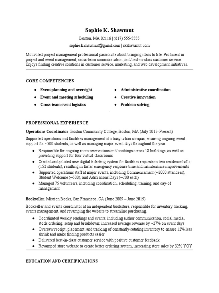 Exemplar Project management resume - 1691026870