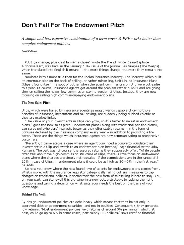 Endowment Plan | PDF | Insurance | Financial Services