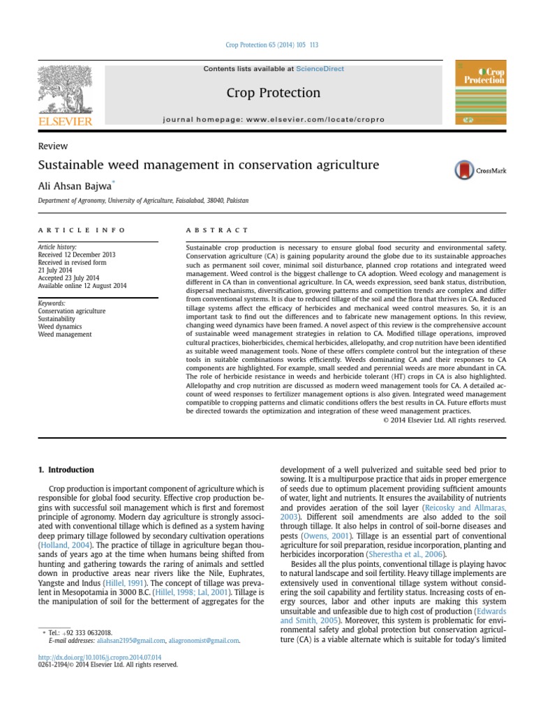 Sustainable weed management in conservation agriculture | PDF ...