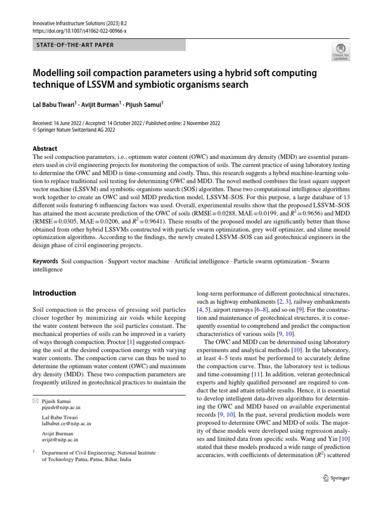 Modelling soil compaction parameters using a hybrid soft computing