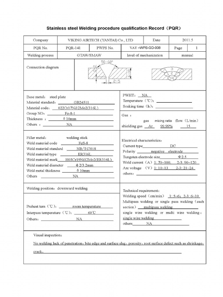 VAY Stainless steel Welding_PQR_ PDF