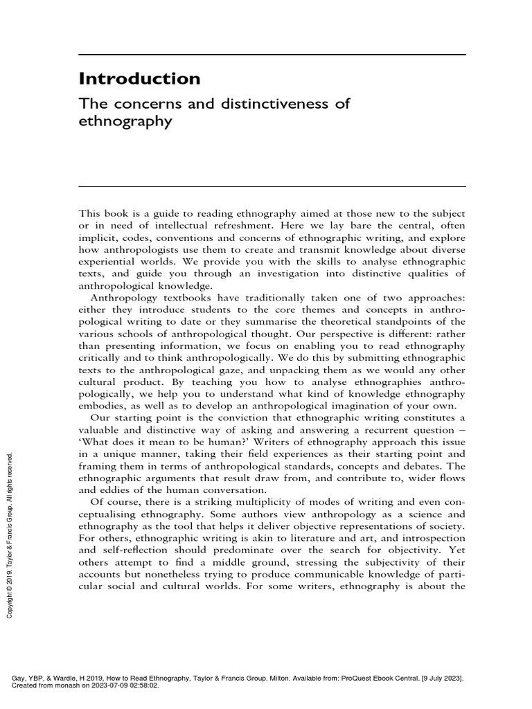 How To Read Ethnography - (Introduction The Concerns and ...